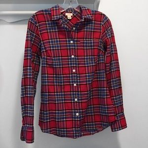 J.CREW RED PLAID LIGHT FLANNEL XXS
